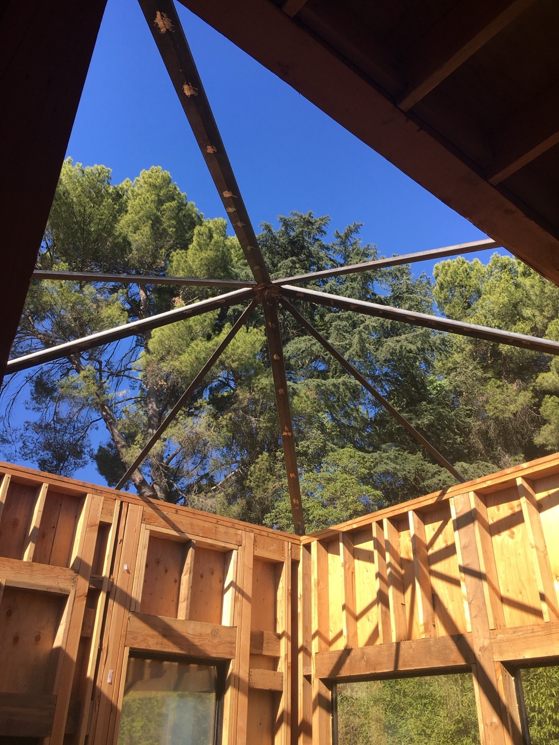 Timber framing during construction