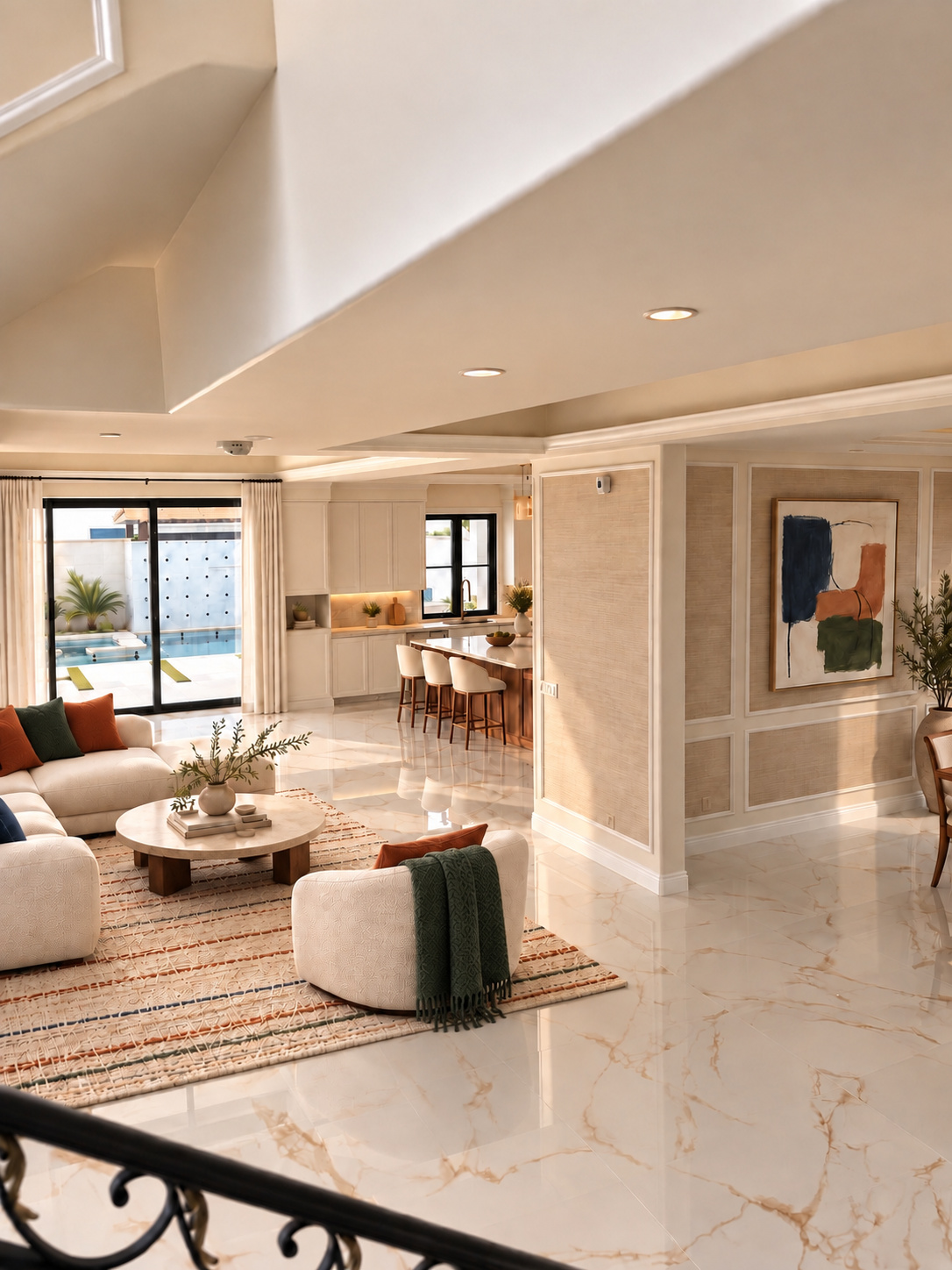 Open living area viewed from the staircase