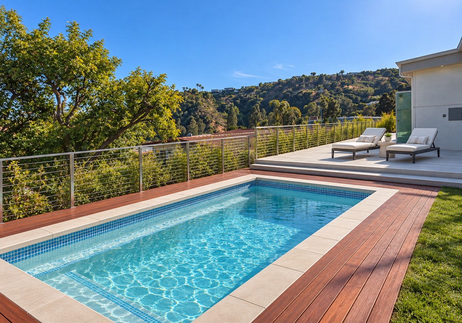 Pool and deck overlooking the hills